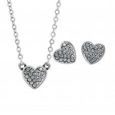 Stainless Steel Jewelry Set Silver Crystal Heart Gift Set - JS507