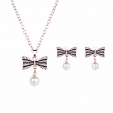 Valentine's Day CZ Pink Color Elegance Crystal Jewelry Sets - JS519