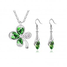 valentine's day gift water drop tear four leaves jewelry set - JS526