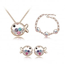 St. Valentine's Day gift Cute fish jewelry set with crystals - JS530