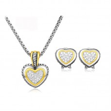 gold crystal zircon heart jewelry set women fashion valentine gift - JS535