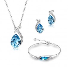 Waterdrop Pendant Earrings Fashion Jewelry Sets Love Gift - JS536