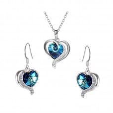Fashion Heart Jewelry Sets Valentine Gift Necklace Earrings - JS538