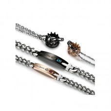 Stainless Steel Couple Crown Pendant Bracelet Valentine Gift - JS543