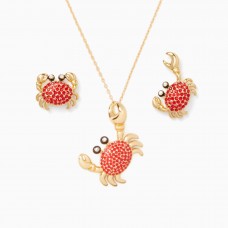 Stainless Steel Jewelry Set Crab Pendant and Stud Earrings - JS551