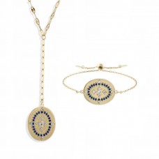 Let Your Light Shine Lariat Necklace Bracelet Jewelry Set - JS552