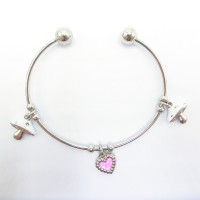 Stainless Steel Cute Mushroom Sweet Heart Bracelet Bangle - B490