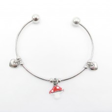 Stainless Steel Cute Mushroom Sweet Heart Bracelet Bangle - B491