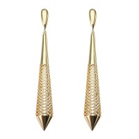Statement Hollow Conical Drop Earrings Luxury 24K Gold Plated Fashion Ear Drop Women Jewelry
