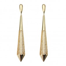 Statement Hollow Conical Drop Earrings Luxury 24K Gold Plated Fashion Ear Drop Women Jewelry