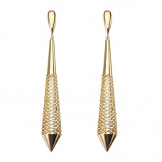 Statement Hollow Conical Drop Earrings Luxury 24K Gold Plated Fashion Ear Drop Women Jewelry