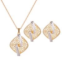 Simple Jewelry Set Hollow Circle Earrings Necklace Set - JS329