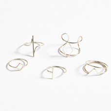 2018 New Fashion Set of 5 geometric rings