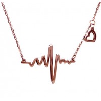 WDSHOW Stainless Steel Heartbeat Cardiogram Pendant Necklace Silver or Rose Gold