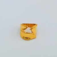 Classic antique personality unique ring with gold and circular stainless steel