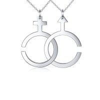 Stainless Steel Mens Womens Symbol Couple Lovers Pendant Necklace Matching
