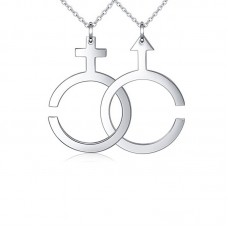 Stainless Steel Mens Womens Symbol Couple Lovers Pendant Necklace Matching