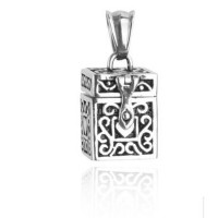 Stainless steel piece lock box shape cosmetic souvenir commemorative pendant