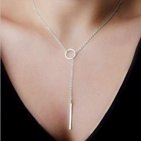 Hunputa Lady Fashion Ring and Cylindrical Pendant Silver Plated Stainless steel Necklaces Chian