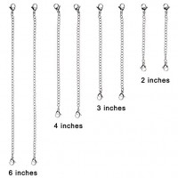 8 Pcs Stainless Steel Necklace Bracelet Extender Chain Set 4 Different length: 6" 4" 3" 2"