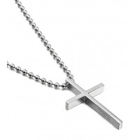 FIBO STEEL Stainless Steel Cross Pendant Chain Necklace for Men Women, 22-24 Inches