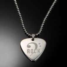 Silver Stainless Steel Guitar Picks Necklace Pick Pendant Love Heart Ball chain