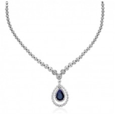 Royal Blue Sapphirer Stainless Steel Necklace - N1009