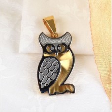 Two Toned Owl Stainless Steel Pendant  necklace- N1010