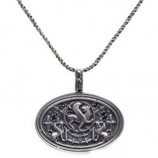 Iranian Persian Winged Lion Farvahar Stainless Steel Necklace - N1020