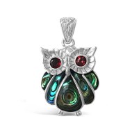 Silver Paua Owl Pendant - N1026