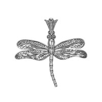 Silver Dragonfly Pendant - N1031