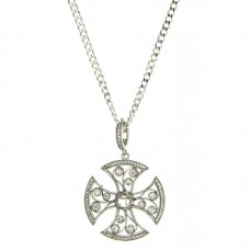 New Arrival Wheel White Zirconia Stone Stainless Steel Pendant Necklace-N1067