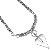 Heart and cube signature stainless steel necklace pendant-N1099