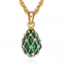 Easter Jewelry Faberge Eggs Enamel Charms Crystal Necklace - N1146