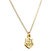 Rock steady open anchor stainless steel necklace - N577