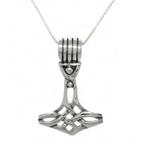 Jewelry Trends Thor's Hammer Pendant on 18 Inch Box Chain Necklace