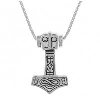 Jewelry Trends Hammer Celtic Pendant on Box Chain Necklace Viking Norse Symbol
