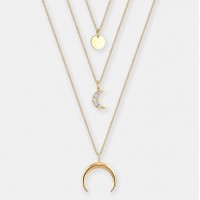 2017 New Gold-Plated Half Moon Swarovski Crystal  Necklace