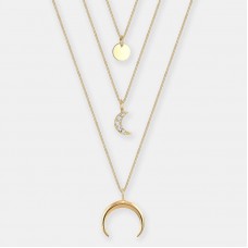 2017 New Gold-Plated Half Moon Swarovski Crystal  Necklace