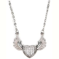 2017 Factory New Arrival Heart with Wings Design Stainless Steel Necklace