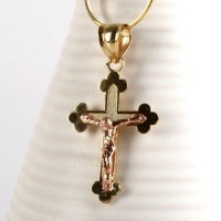 Hot sale oxidization resistant gold plated stainless steel crucifix pendant necklace