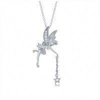 Flying Tinker Bell With Diamond Lined Dress And Wings Holding A Shooting Star - N683