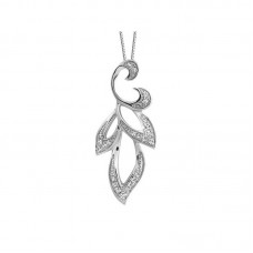 Silver Diamond Leaf Pendant In Stainless Steel - N686