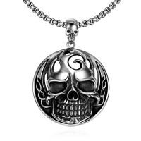 Men's Stainless Steel Skull Pendant Necklace - N688