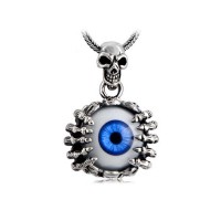 Men's Stainless Steel Skull Eye Pendant Necklace - N697