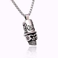 Men's Stainless Steel Skull Pendant Necklace - N703