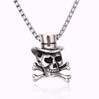 Men's Stainless Steel Skull Pendant Necklace - N706