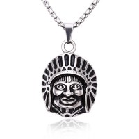 Men's Stainless Steel Indian's Head Pendant Necklace - N711