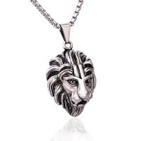 Men's Stainless Steel Lion's Head Pendant Necklace - N712