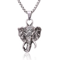 Men's Stainless Steel Elephant Pendant Necklace - N715